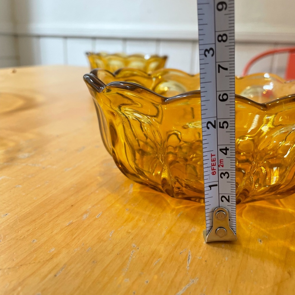Pair of vintage amber glass bowls - Picture 3 of 4